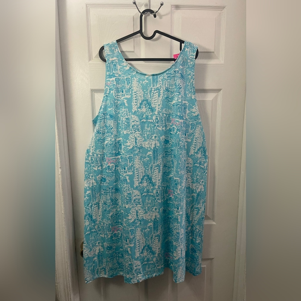 NWT Lilly Pulitzer Kristen Swing Dress Surely Blue NYC Tolie/Lilly Loves NYC XXL